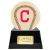 Image of Baseball Cremation Urn with Optional Ivory Cleveland Indians Ball Decor and Custom Metal Plaque -  product_seo_description -  Baseball -  Divinity Urns.