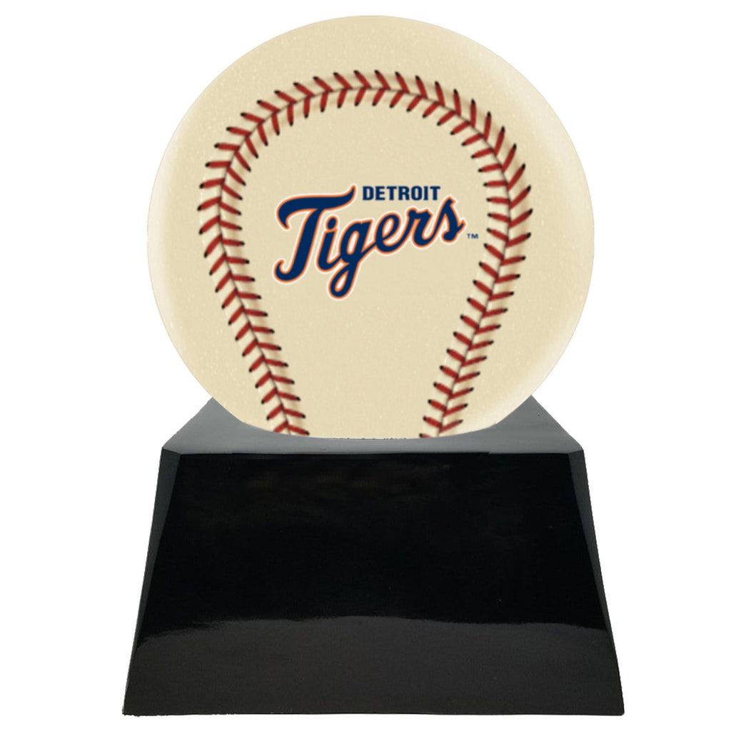 Baseball Cremation Urn with Optional Ivory Detroit Tigers Ball Decor and Custom Metal Plaque -  product_seo_description -  Baseball -  Divinity Urns.