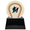 Image of Baseball Cremation Urn with Optional Ivory Miami Marlins Ball Decor and Custom Metal Plaque -  product_seo_description -  Baseball -  Divinity Urns.
