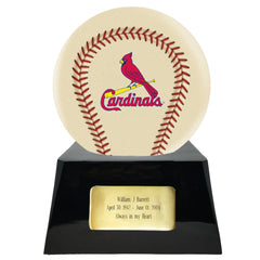 Baseball Cremation Urn with Optional Ivory St. Louis Cardinals Ball Decor and Custom Metal Plaque -  product_seo_description -  Baseball -  Divinity Urns.