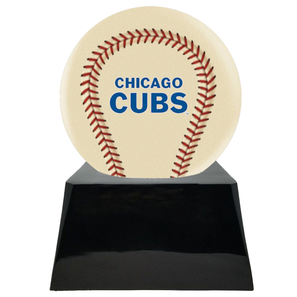Baseball Cremation Urn with Optional Ivory Chicago Cubs Ball Decor and Custom Metal Plaque -  product_seo_description -  Baseball -  Divinity Urns.