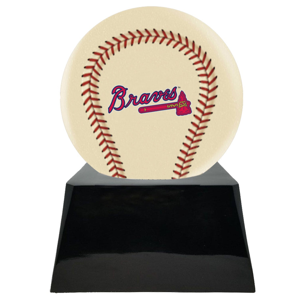 Baseball Cremation Urn with Optional Ivory Atlanta Braves Ball Decor and Custom Metal Plaque -  product_seo_description -  Baseball -  Divinity Urns.