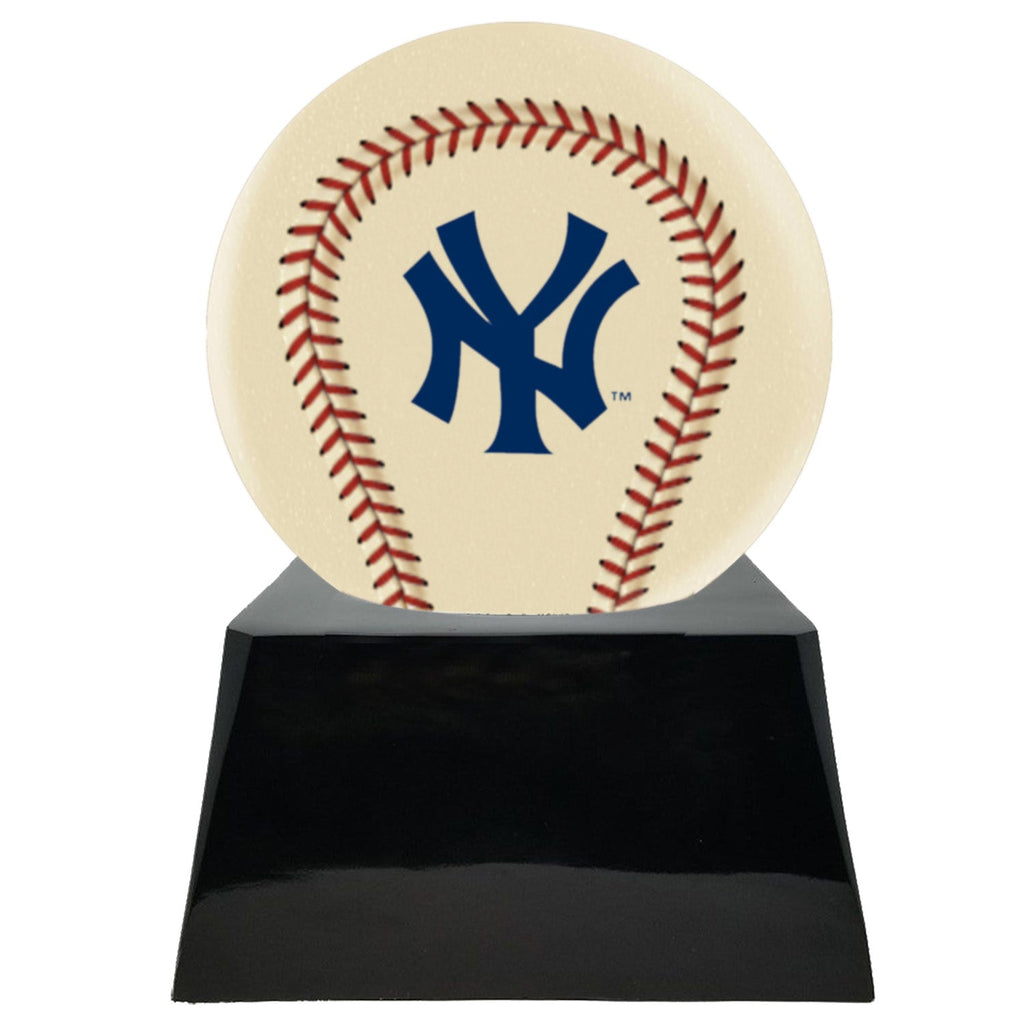 Baseball Cremation Urn with Optional Ivory New York Yankees Ball Decor and Custom Metal Plaque -  product_seo_description -  Baseball -  Divinity Urns.