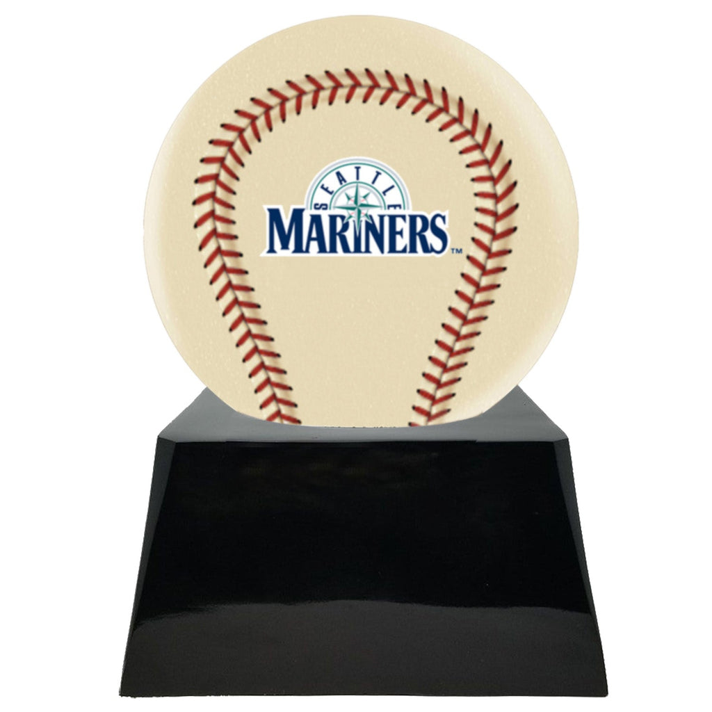 Baseball Cremation Urn with Optional Ivory Seattle Mariners Ball Decor and Custom Metal Plaque -  product_seo_description -  Baseball -  Divinity Urns.