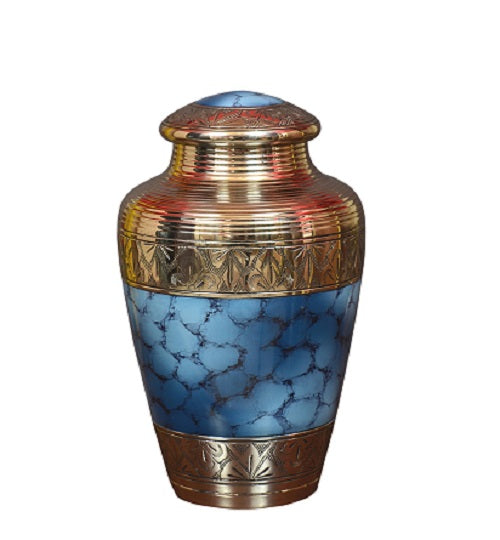 Classic Cloud Blue Brass Cremation Urn -  product_seo_description -  Alloy Urns -  Divinity Urns.