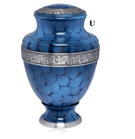 Midnight Iris Blue Brass Cremation Urn -  product_seo_description -  Brass Urn -  Divinity Urns.