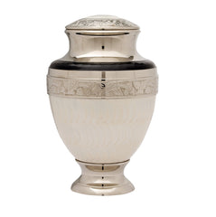 Elegant Pearl White Brass Cremation Urn