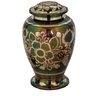 Image of Floral Emerald Green Brass Cremation Urn -  product_seo_description -  Brass Urn -  Divinity Urns.