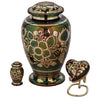 Image of Floral Emerald Green Brass Cremation Urn -  product_seo_description -  Brass Urn -  Divinity Urns.