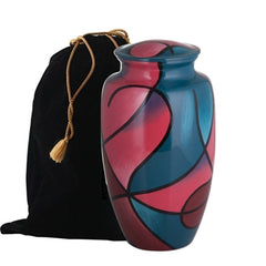 Abstract Blue and Pink Hand Painted Cremation Urn -  product_seo_description -  Adult Urn -  Divinity Urns.