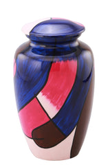 Abstract Blue, Pink, and Brown Hand Painted Cremation Urn -  product_seo_description -  Adult Urn -  Divinity Urns.