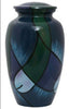 Image of Abstract Blue and Green Hand Painted Cremation Urn -  Adult Urn