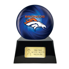 Football Cremation Urn with Optional Denver Broncos Ball Decor and Custom Metal Plaque -  product_seo_description -  Sports Urn -  Divinity Urns.