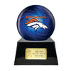 Image of Football Cremation Urn with Optional Denver Broncos Ball Decor and Custom Metal Plaque -  product_seo_description -  Sports Urn -  Divinity Urns.