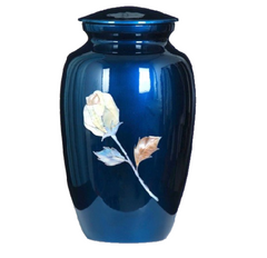 Mother of Pearl Rose on Blue -  product_seo_description -  mother of pearl urn -  Divinity Urns.