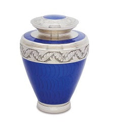 Blue & Silver Regulon Brass Cremation Urn for Human Ashes -  product_seo_description -   -  Divinity Urns.