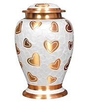Pearl with Golden Hearts Cremation Urn -  product_seo_description -   -  Divinity Urns.