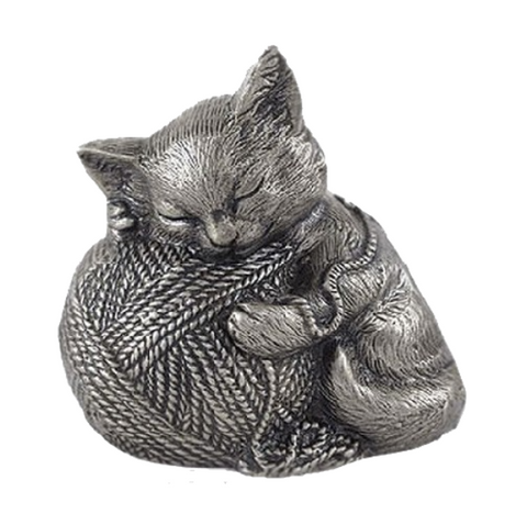 Sleeping Cat Pet Cremation Urn - Silver -  product_seo_description -  Cat Urn -  Divinity Urns.