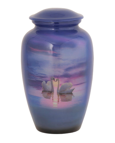 Swan Lake Hand Painted Cremation Urn -  product_seo_description -  Adult Urn -  Divinity Urns.