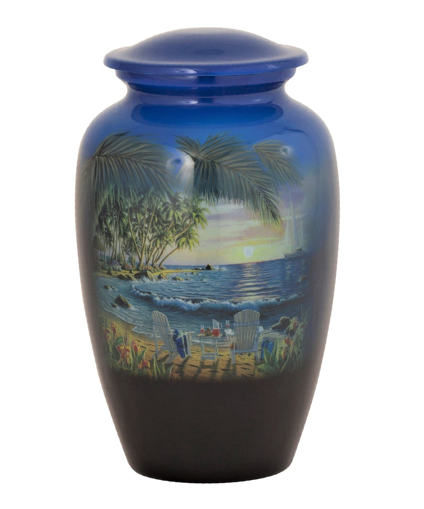 Summer Breeze Bay Hand Painted Cremation Urn -  product_seo_description -  Adult Urn -  Divinity Urns.