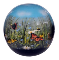 Butterfly Garden Sphere of Life Hand Painted Cremation Urn -  product_seo_description -  Adult Urn -  Divinity Urns.