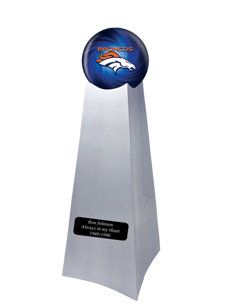 Championship Trophy Cremation Urn with Optional Football and Denver Broncos Ball Decor and Custom Metal Plaque -  product_seo_description -  Championship Trophy Urn -  Divinity Urns.