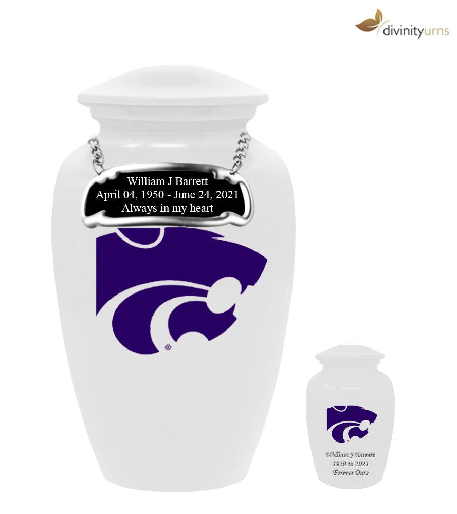 Kansas State Wildcats Collegiate Football Cremation Urn - White,  Sports Urn - Divinity Urns