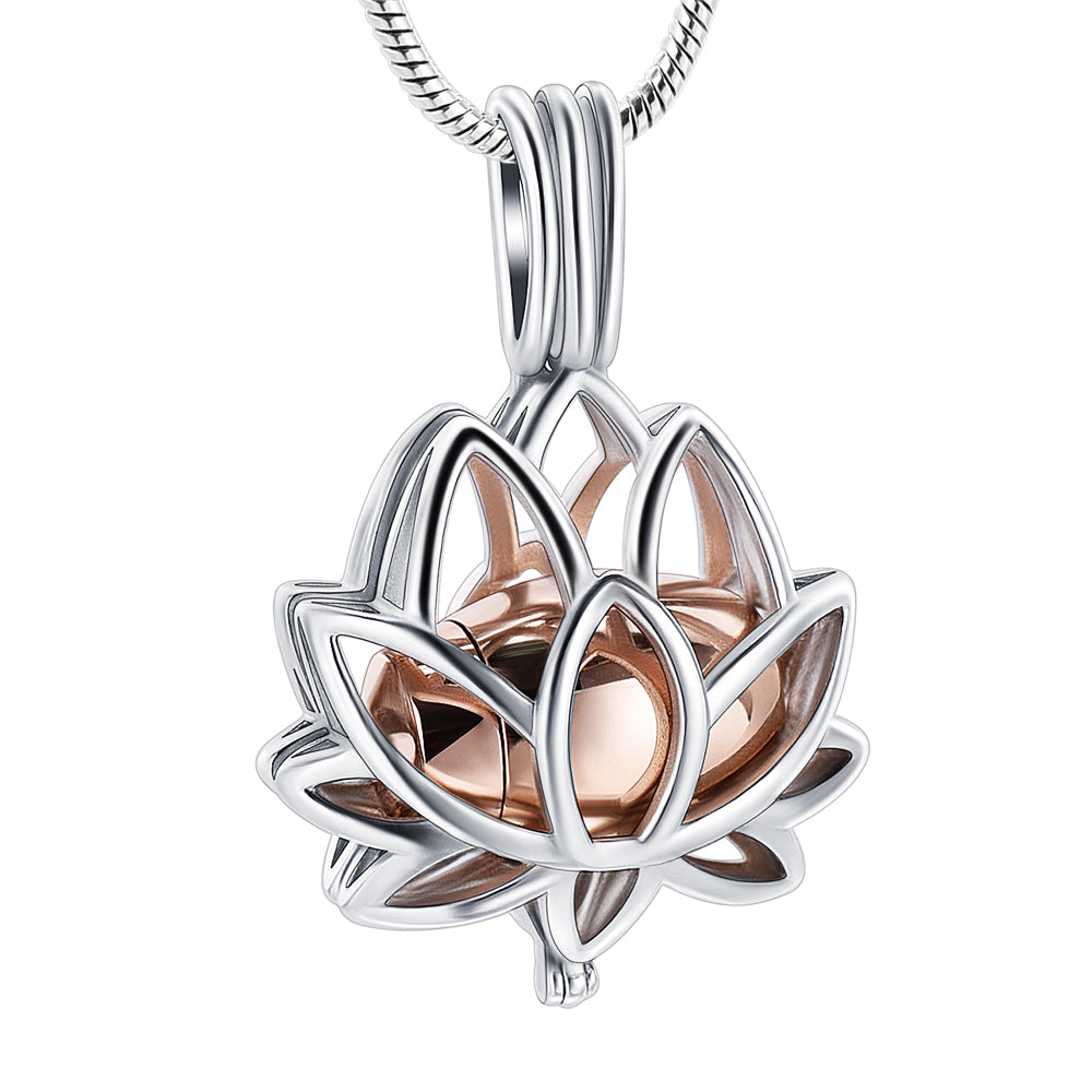 Lotus Cremation Pendant- Rose Gold -  product_seo_description -  Jewelry -  Divinity Urns.