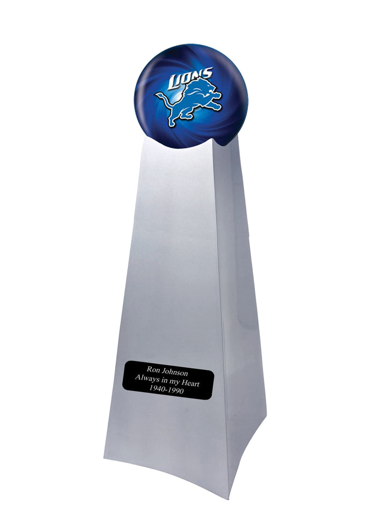 Championship Trophy Cremation Urn with Optional Detroit Lions Ball Decor and Custom Metal Plaque - Divinity Urns