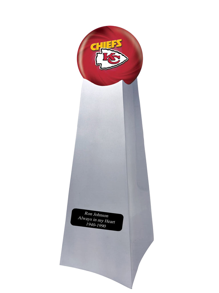 Championship Trophy Cremation Urn with Optional Kansas City Chiefs Ball Decor and Custom Metal Plaque - Divinity Urns