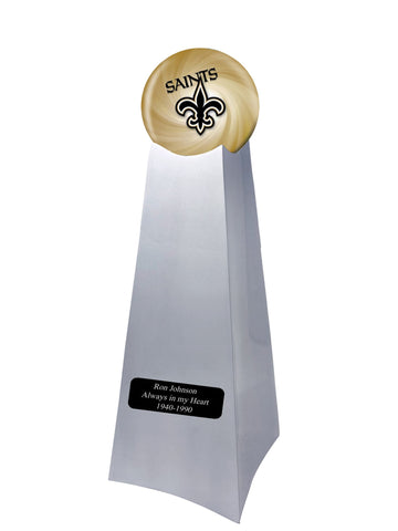Championship Trophy Cremation Urn with Optional Football and New Orleans Saints Ball Decor and Custom Metal Plaque - Divinity Urns