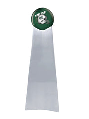 Championship Trophy Cremation Urn with Optional Football and New York Jets Ball Decor and Custom Metal Plaque