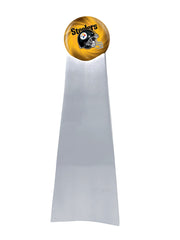 Championship Trophy Cremation Urn with Optional Football and Pittsburgh Steelers Ball Decor and Custom Metal Plaque