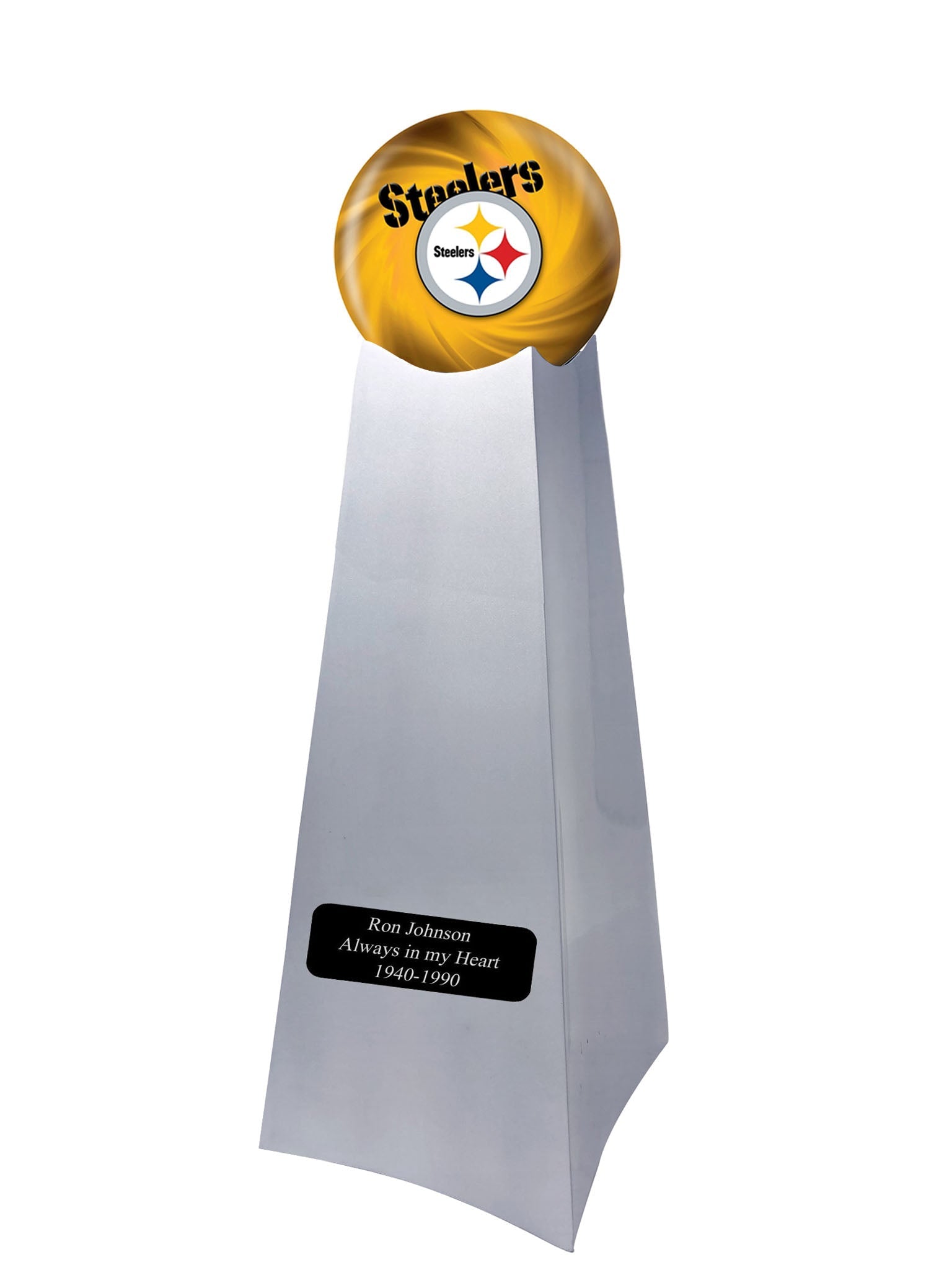 Football Cremation Urn & Pittsburgh Steelers Hover Helmet Décor