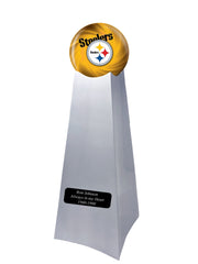 Championship Trophy Cremation Urn with Optional Football and Pittsburgh Steelers Ball Decor and Custom Metal Plaque - Divinity Urns