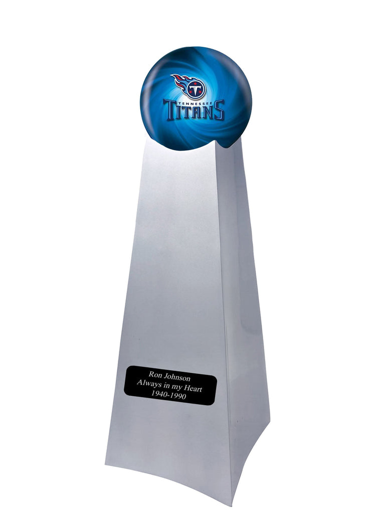 Championship Trophy Cremation Urn with Optional Football and Tennessee Titans Ball Decor and Custom Metal Plaque - Divinity Urns
