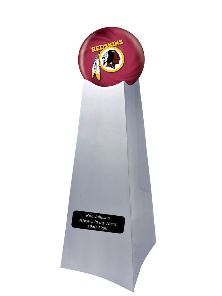 Championship Trophy Cremation Urn with Optional Football and Washington Red Skins Ball Decor and Custom Metal Plaque - Divinity Urns