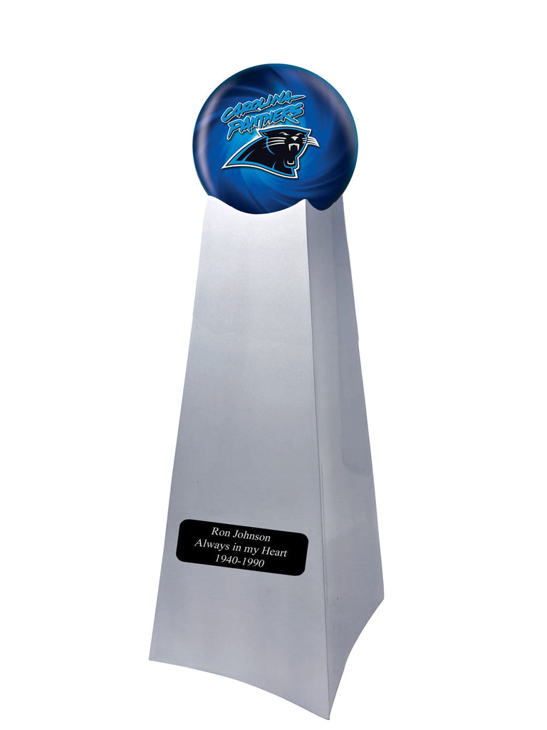 Championship Trophy Cremation Urn with Optional Carolina Panthers Ball Decor and Custom Metal Plaque - Divinity Urns