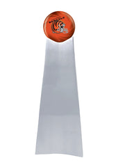 Championship Trophy Cremation Urn with Optional Football and Cincinnati Bengals Ball Decor and Custom Metal Plaque