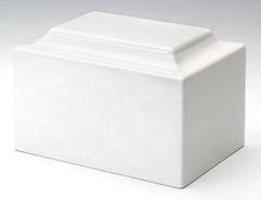 White Deluxe Cultured Marble Cremation Urn - Divinity Urns