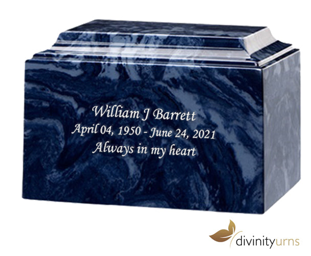 Midnight Blue Cultured Marble Cremation Urn,  Cultured Marble Urn - Divinity Urns