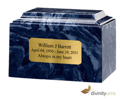 Prussian Blue Cultured Marble Cremation Urn