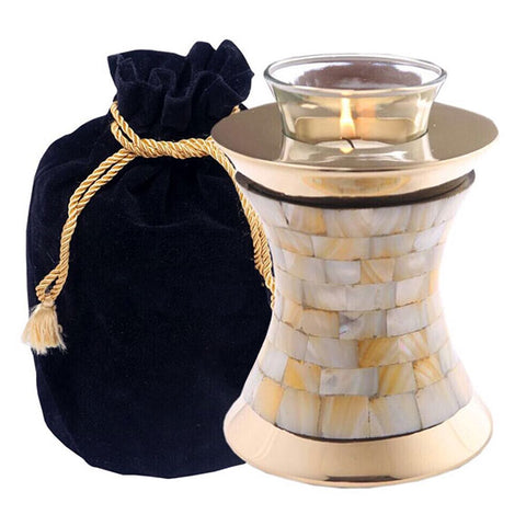 Mother of Pearl Tealight Cremation Urn -  product_seo_description -  Tealight Urn -  Divinity Urns.
