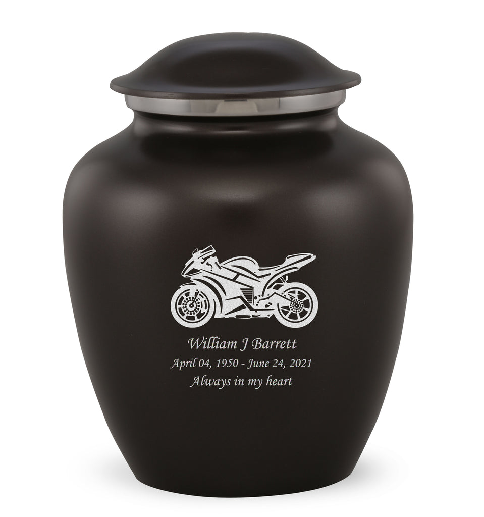 Grace Sports Bike Custom Engraved Adult Cremation Urn for in Black,  Grace Urns - Divinity Urns