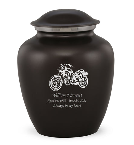 Grace Motorcycle Custom Engraved Adult Cremation Urn for Ashes in Black,  Grace Urns - Divinity Urns