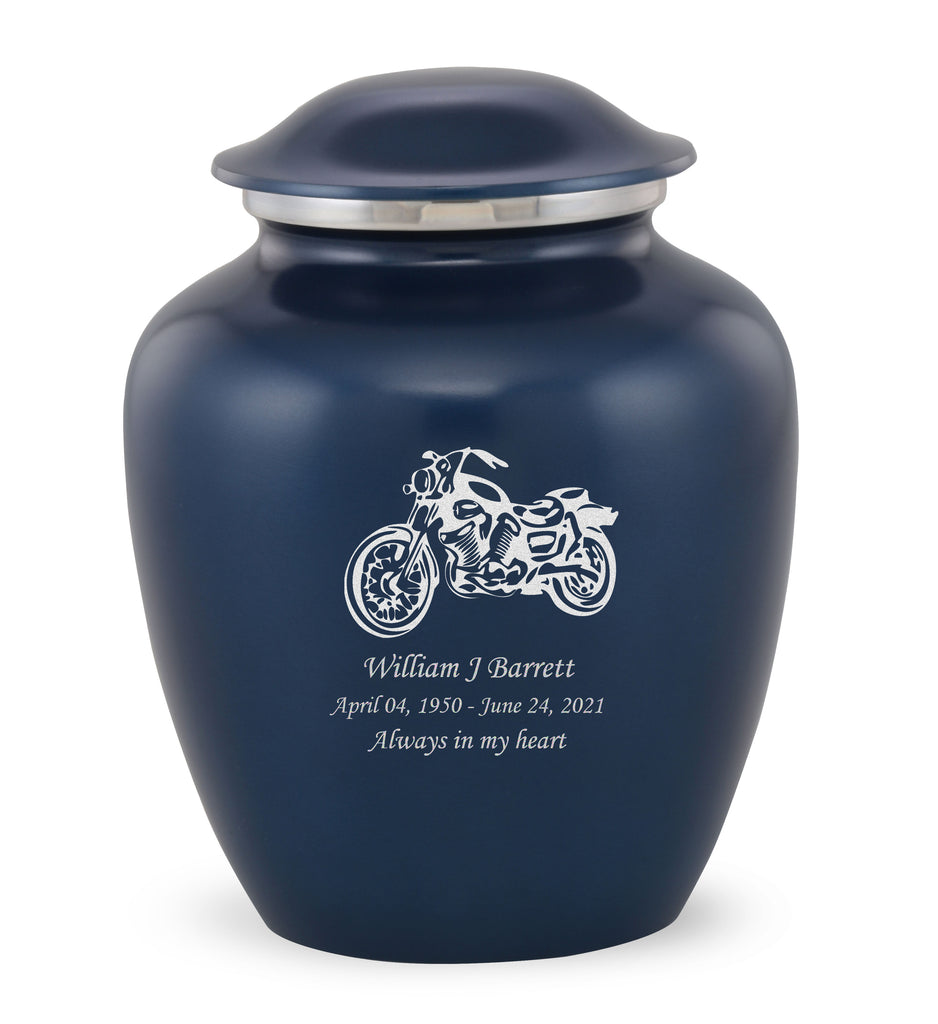 Grace Motorcycle Custom Engraved Adult Cremation Urn for Ashes in Blue,  Grace Urns - Divinity Urns