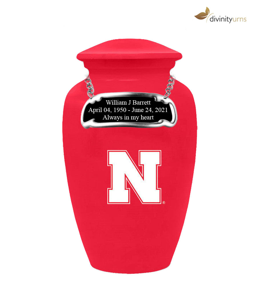 University of Nebraska Cornhuskers Red Memorial Cremation Urn,  Sports Urn - Divinity Urns