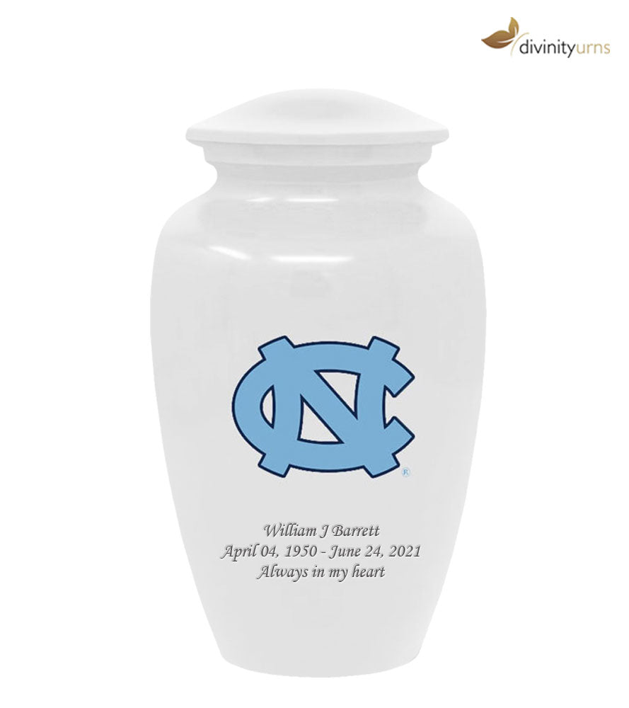 University of North Carolina Tar Heels White Memorial Cremation Urn,  Sports Urn - Divinity Urns