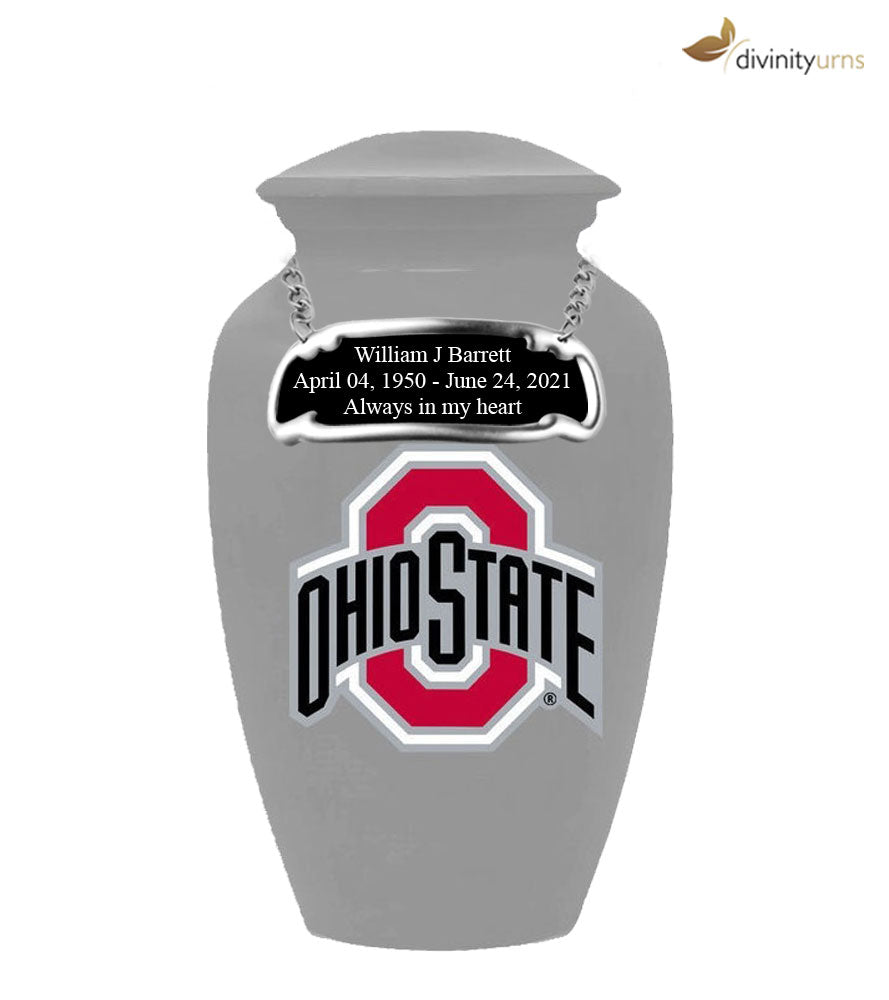Ohio State Collegiate Football Cremation Urn - Grey Funeral Urn,  Sports Urn - Divinity Urns