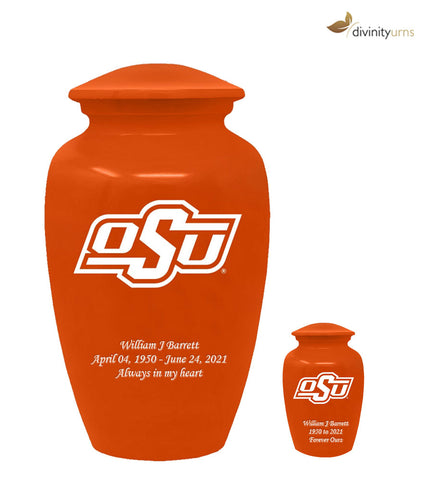 Oklahoma State University Cowboys Orange Memorial Cremation Urn,  Sports Urn - Divinity Urns
